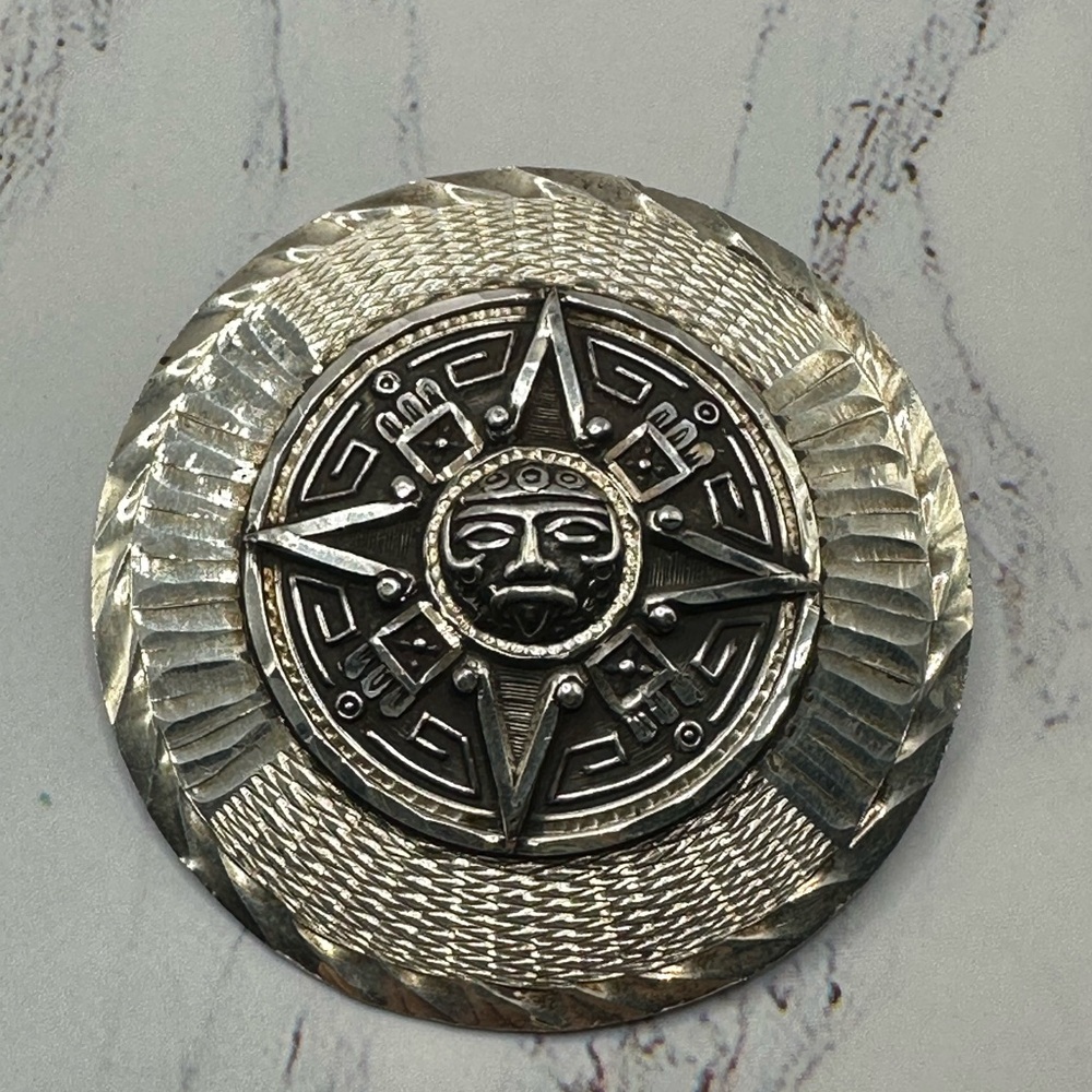 Silver Aztec Brooch/Pendant